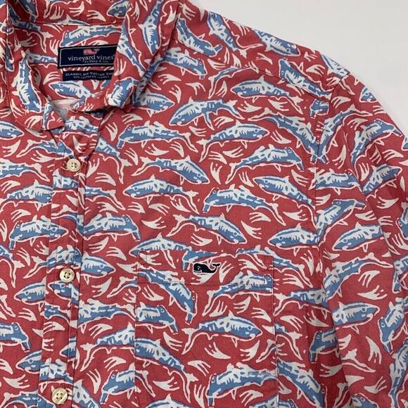 Vineyard Vines Shirt Mens M Melon Classic Fit Tucker Button Down Stretch Cotton - Picture 3 of 10